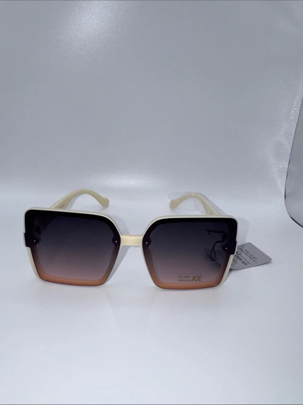 Cream Frame Gradient Brown Lens Women's Sunglasses